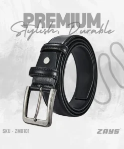 Zays Handcrafted Genuine Leather Belt for Men – Premium Quality, Adjustable, Stylish & Durable (MB101-Black)