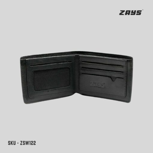 Zays Handcrafted Crocodile Embossed Premium Leather Bifold Short Wallet (SW122-Black) - Image 3