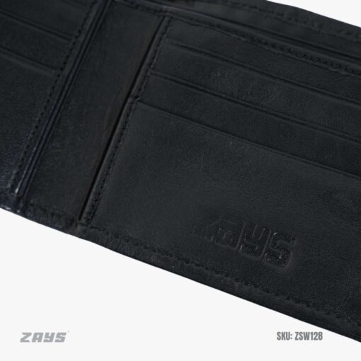 Zays Handcrafted Real Patti Design Premium Genuine Leather Bifold Short Wallet (ZSW129-Black) - Image 6