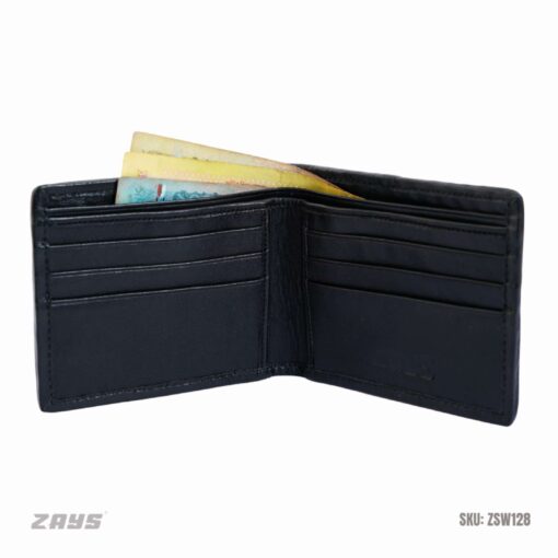 Zays Handcrafted Real Patti Design Premium Genuine Leather Bifold Short Wallet (ZSW129-Black) - Image 7